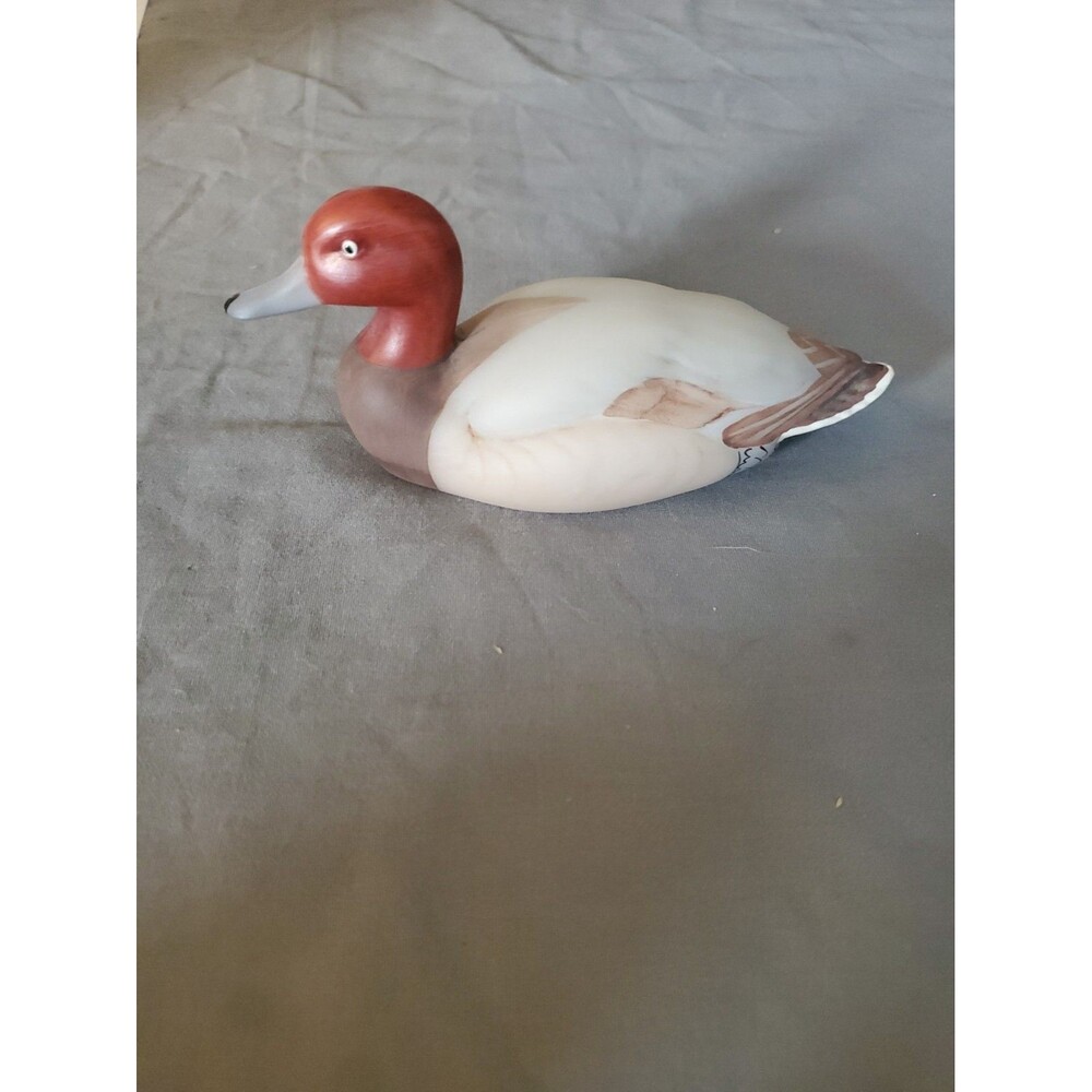 Fenton Glass Mallard Duck Figurine Hand Painted by C Mackey, Vintage 5" Long
